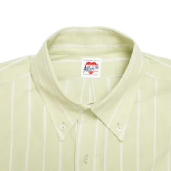Allevol Button Down Shirt Green & White