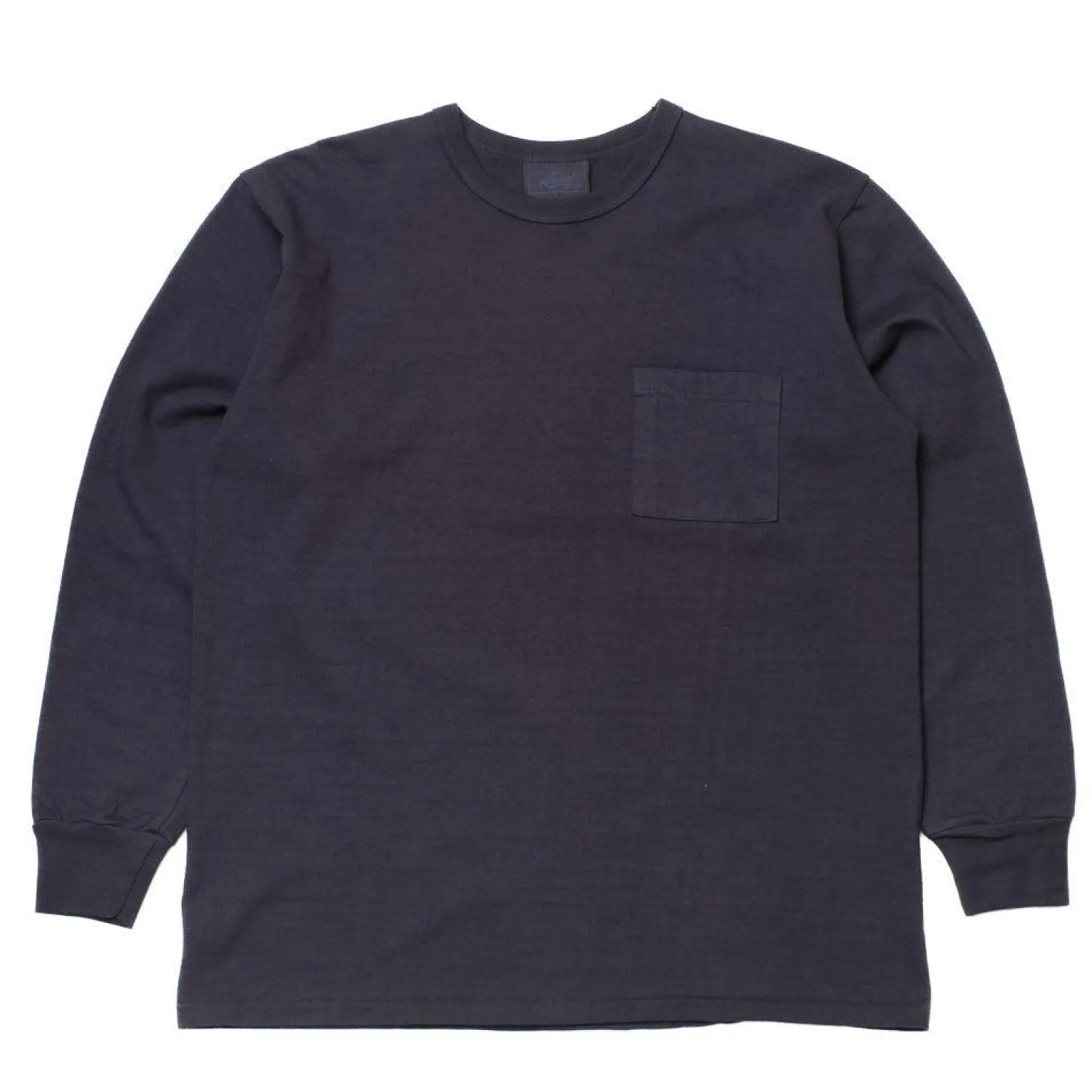 Allevol Heavy Duty Crew Neck Square Pocket L/S T-shirt Navy