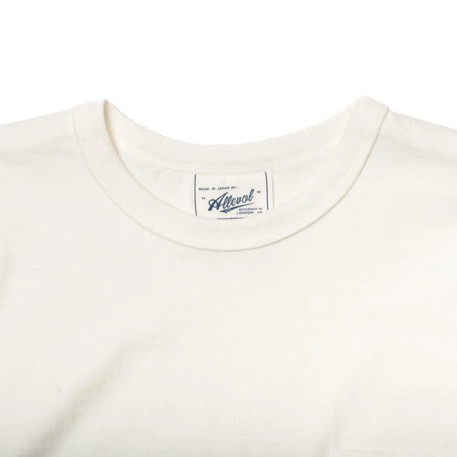 Allevol Heavy Duty Crew Neck Square Pocket L/S T-shirt White