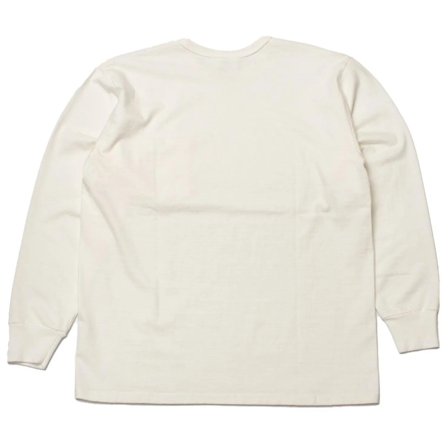 Allevol Heavy Duty Crew Neck Square Pocket L/S T-shirt White