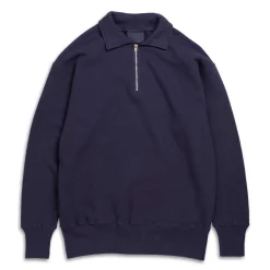 Allevol Loopwheel Quarter Zip Sweatshirt Navy