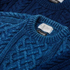 Allevol X Inverallan Cable Knit Crew 1A Indigo