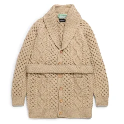 Allevol x Inverallan Shawl Collar Cardigan 6A Long Oatmeal