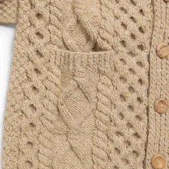 Allevol x Inverallan Shawl Collar Cardigan 6A Long Oatmeal