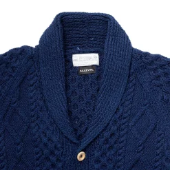 Allevol x Inverallan Shawl Collar Cardigan 6A Indigo Cotton
