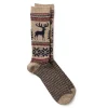 Anonymous Ism Deer Snow Jacquard Crew Sock Beige
