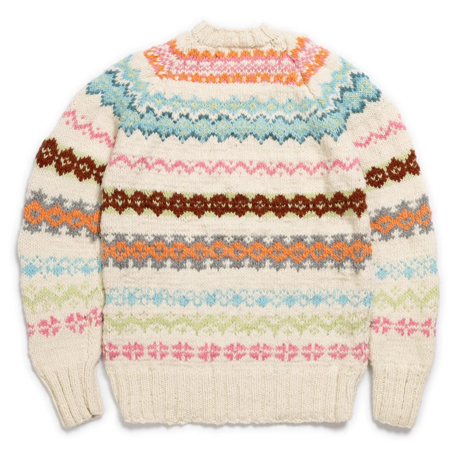 Chamula Fair Isle #8 Pullover Sweater Ivory