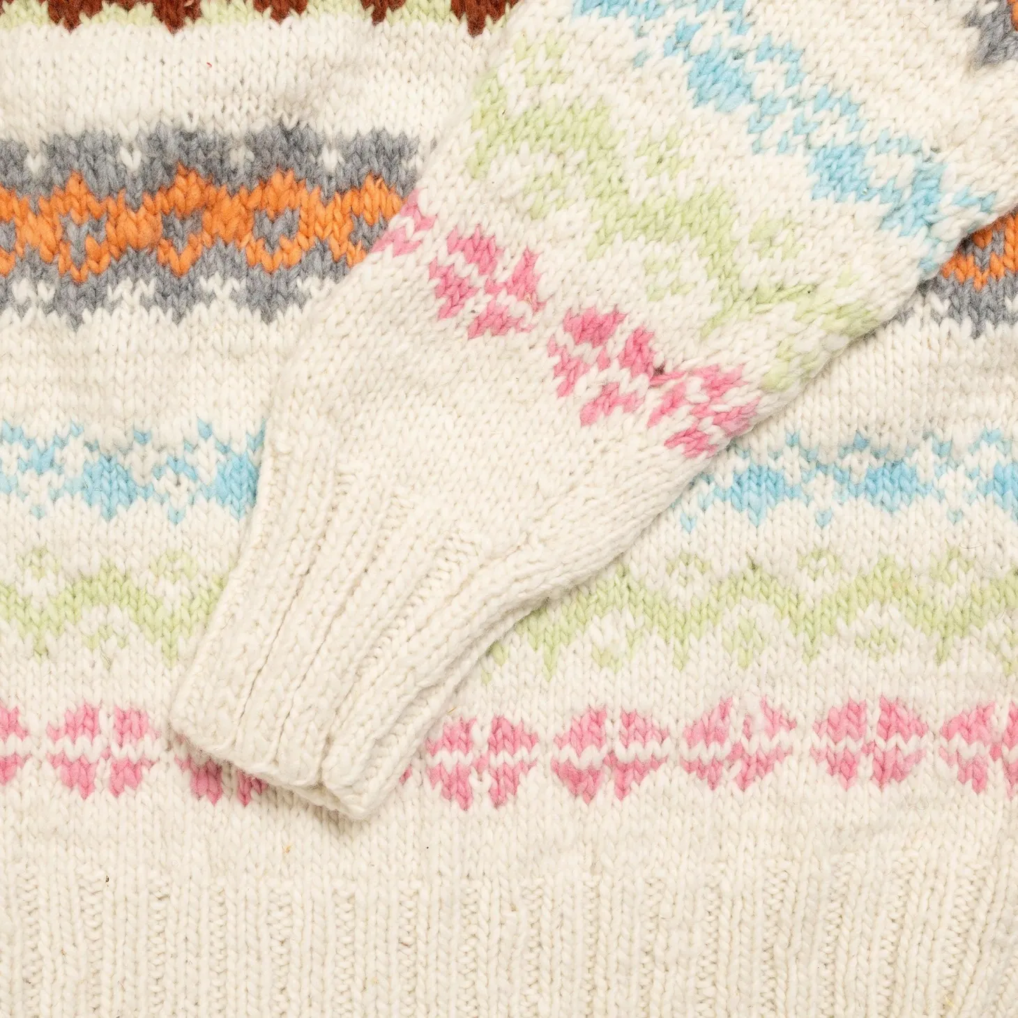 Chamula Fair Isle #8 Pullover Sweater Ivory