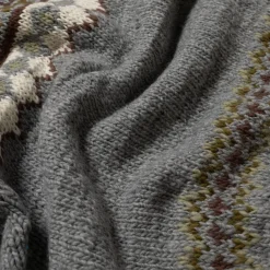 Chamula Fair Isle #3 Pullover Knit Pearl Grey
