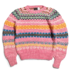 Chamula Fair Isle #8 Pullover Sweater Lt. Pink