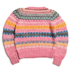 Chamula Fair Isle #8 Pullover Sweater Lt. Pink