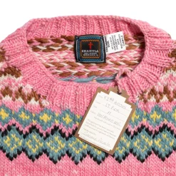 Chamula Fair Isle #8 Pullover Sweater Lt. Pink