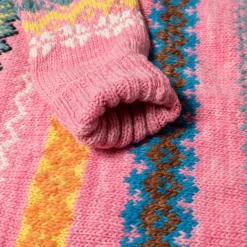Chamula Fair Isle #8 Pullover Sweater Lt. Pink