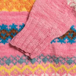Chamula Fair Isle #8 Pullover Sweater Lt. Pink