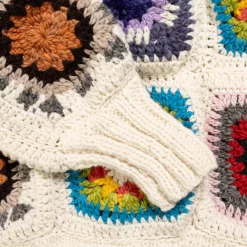 Chamula Granny Square Turtleneck Pullover Ivory