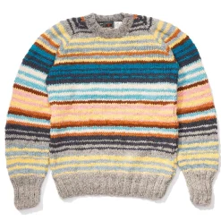 Chamula Multi Stripe Pullover Knit Pearl Grey