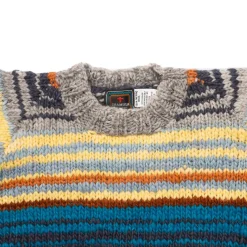 Chamula Multi Stripe Pullover Knit Pearl Grey