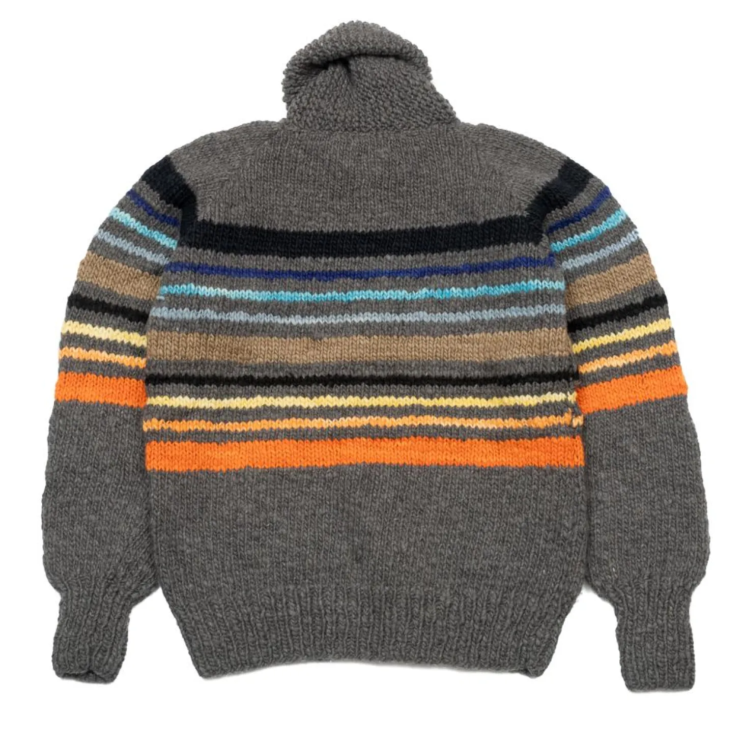 Chamula Multi Stripe Zipper Cardigan Grey Multi