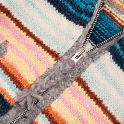 Chamula Multi Stripe Zipper Cardigan Pearl Grey