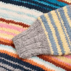 Chamula Multi Stripe Zipper Cardigan Pearl Grey