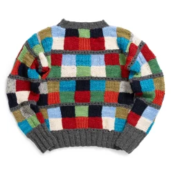 Chamula Sampler Squares Pullover Sweater Grey