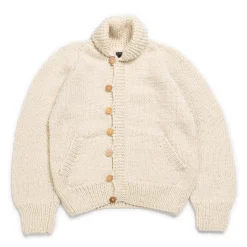 Chamula Shawl Collar Loop Button Cardigan Ivory