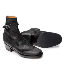 Clinch by Brass Tokyo Clinch Jodhpur Boots Waxed Uneven Horse Suede Black