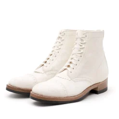 Clinch by Brass Tokyo Clinch Lace Up Boots White Roughout Suede