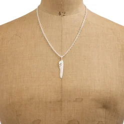 First Arrow's Kazekiri Silver Feather Pendant M P-557