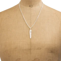 First Arrow's Kazekiri Silver Feather Pendant M P-557