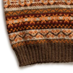 Jamieson's Of Shetland Jamieson's for Clutch Cafe Fair-Isle V-Neck Slip Over Orange x Brown