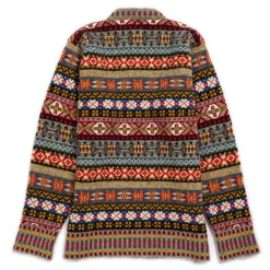 Jamieson's Of Shetland Jamieson's for Clutch Cafe Fair-Isle V-Neck Pullover with Graduated Rib #136 Light Grey x Red