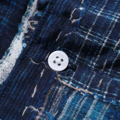 Kuon Boro Hawaiian Shirt Navy