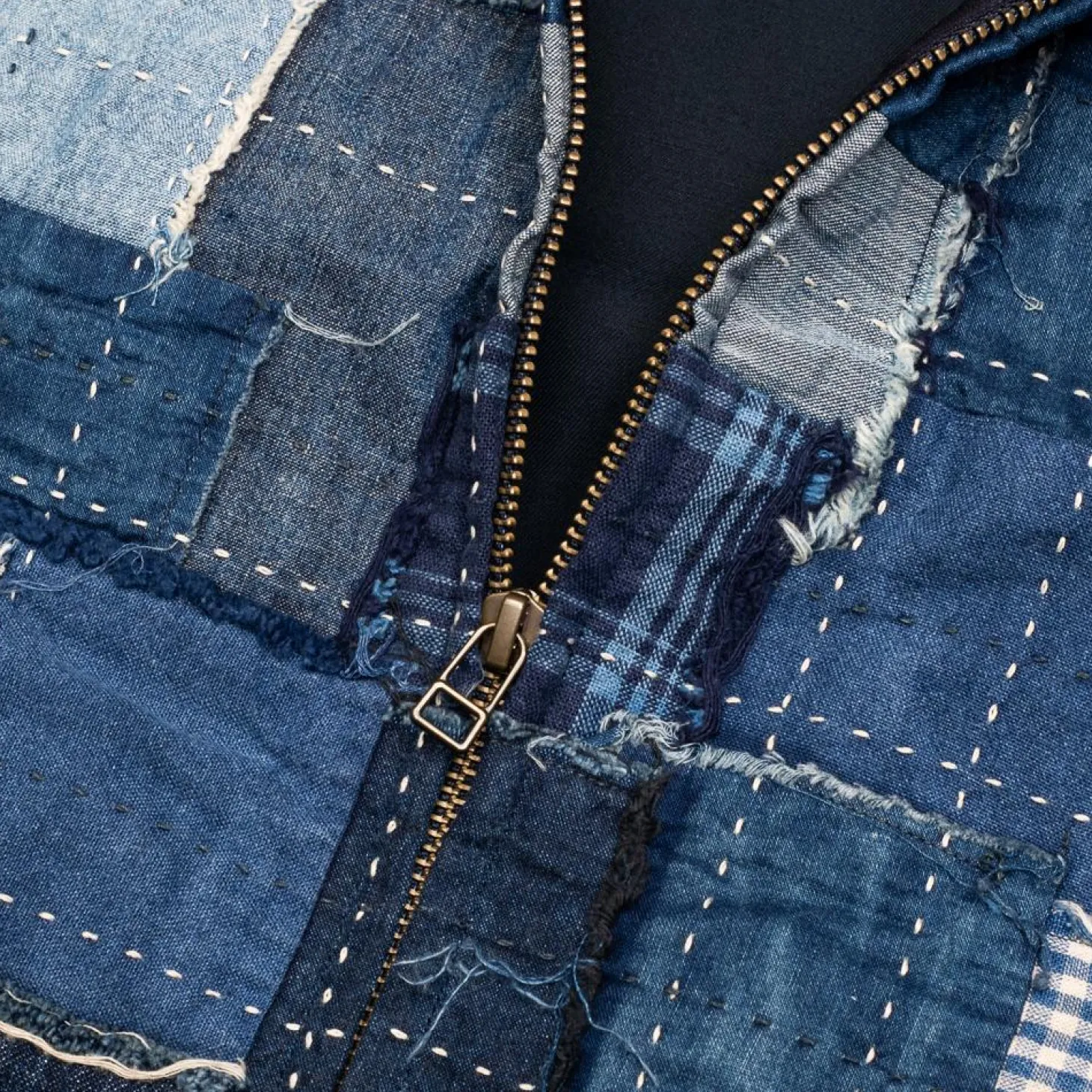 Kuon Boro Panelled Work Jacket Navy