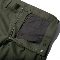 Kuon Brushed Drill Single Pleated Trousers Olive