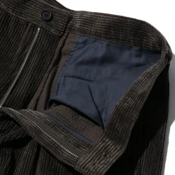 Kuon Fanage Corduroy Tapered Trousers Mid Brown