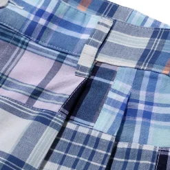 Kuon Madras Patchwork Shorts Light Blue Multi