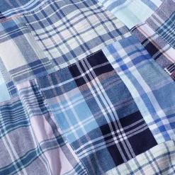 Kuon Madras Patchwork Shorts Light Blue Multi