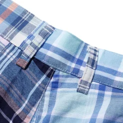 Kuon Madras Patchwork Shorts Light Blue Multi