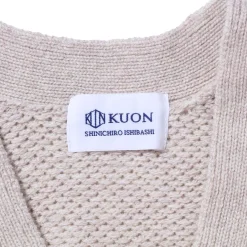 Kuon Multi-Patterned Cardigan w/Hand Stitch Ecru