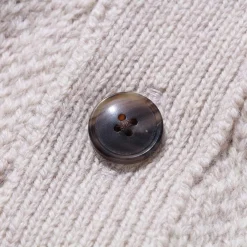 Kuon Multi-Patterned Cardigan w/Hand Stitch Ecru