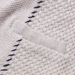 Kuon Multi-Patterned Cardigan w/Hand Stitch Ecru