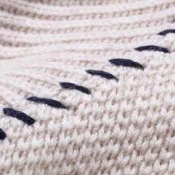 Kuon Multi-Patterned Cardigan w/Hand Stitch Ecru