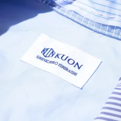 Kuon S/S Sashiko Patchwork Camp Collar Shirt Sax