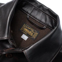Orgueil Horsehide Leather Car Coat Black