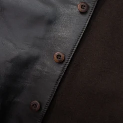 Orgueil Horsehide Leather Car Coat Black