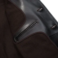 Orgueil Horsehide Leather Car Coat Black