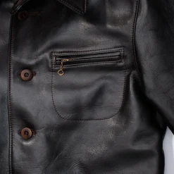 Orgueil Horsehide Leather Car Coat Black