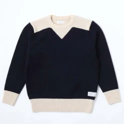 Orgueil Knitted Trainer Sweatshirt Navy x White