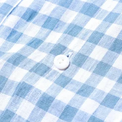 Post Overalls Neutra 4 Linen Block Check S/S Shirt Slate Blue